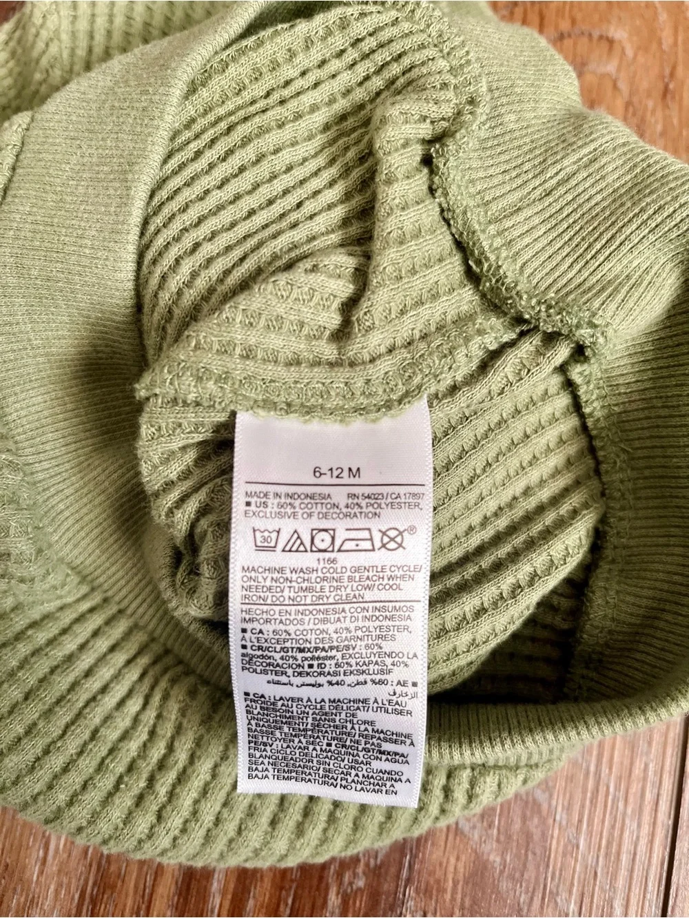 Old Navy Waffle Knit Sage Henley Top Size 6-12 Months